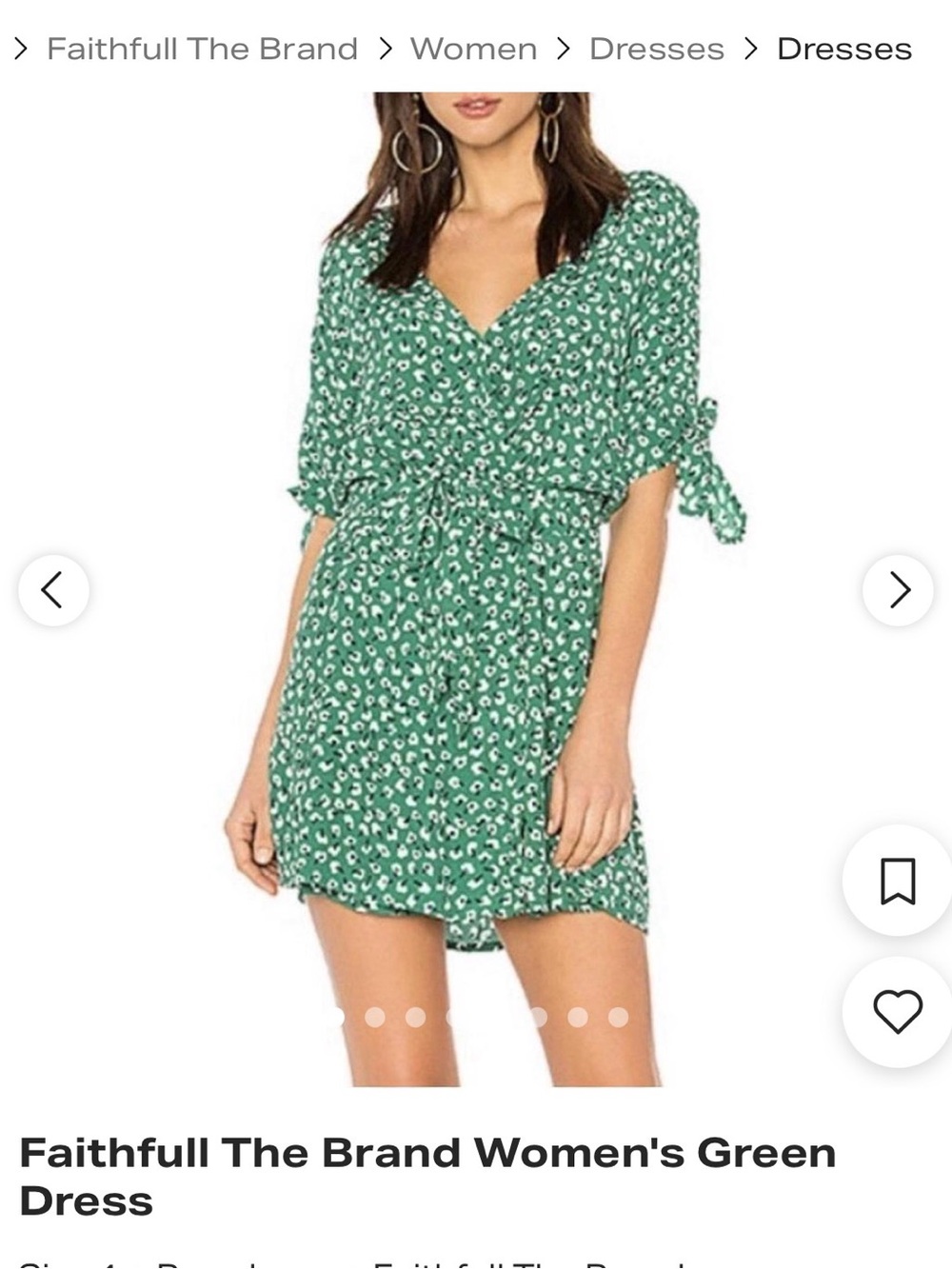 Faithfull the Brand Green Printed Tie-Waist Mini Dress
